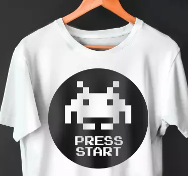 Pixel nyomja meg az indítást póló - TenStickers