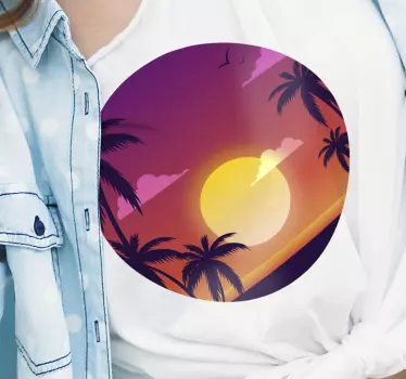 Póló lila naplemente és pálmafák - TenStickers