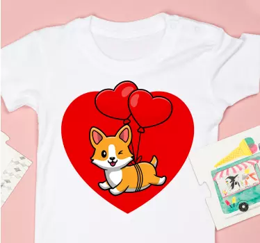 Szívballonokkal corgi póló gyerekeknek - TenStickers