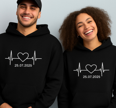 Szívverés egyéni névvel kapucnis pulóver - TenStickers