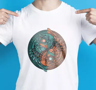 Yin yang bagoly illusztrációs póló - TenStickers