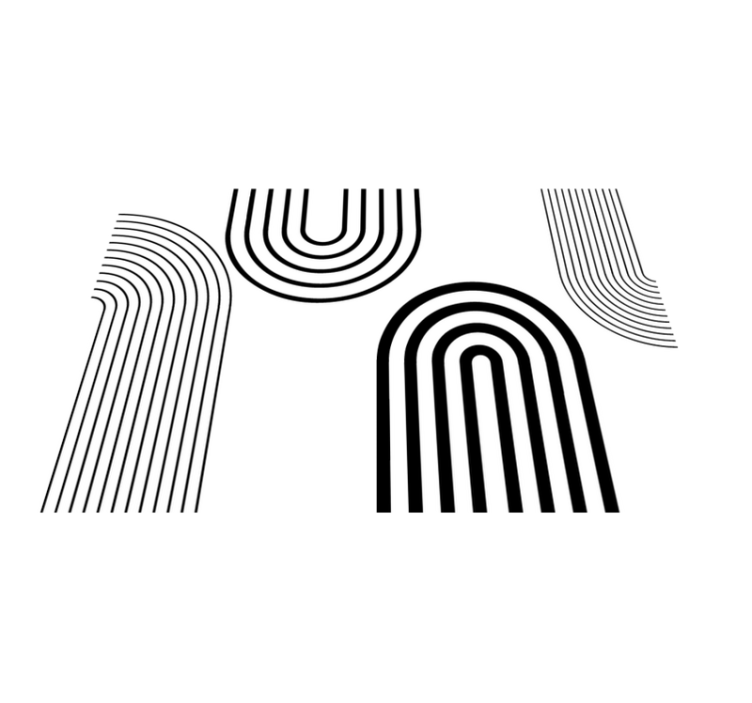 Vékony minimalista fekete ívek Vinil szőnyeg fehér - TenStickers