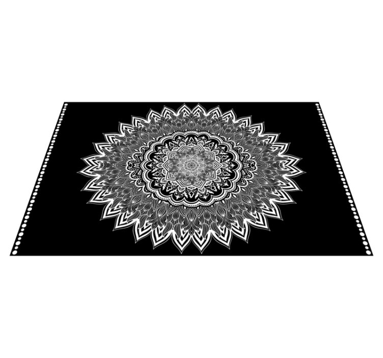 Virágos mandala design Vinil szőnyeg fekete - TenStickers