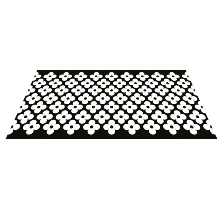 Egyszerű virágformák Vinil szőnyeg fekete - TenStickers