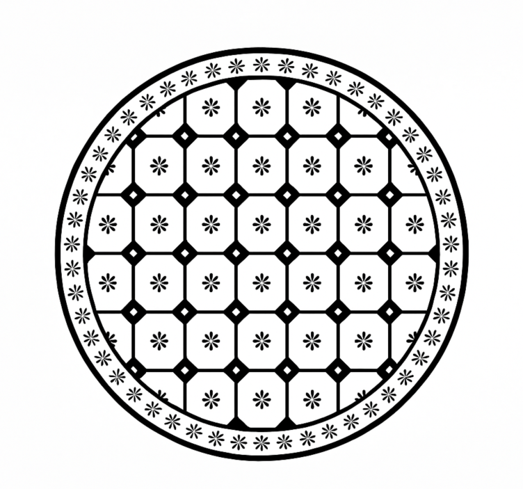 Fekete-fehér csempe minta vinil szőnyeg étkező - TenStickers