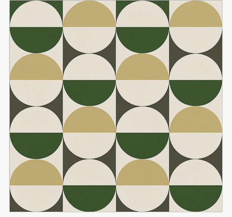 Század közepén kör alakú minta vinil szőnyeg étkező - TenStickers