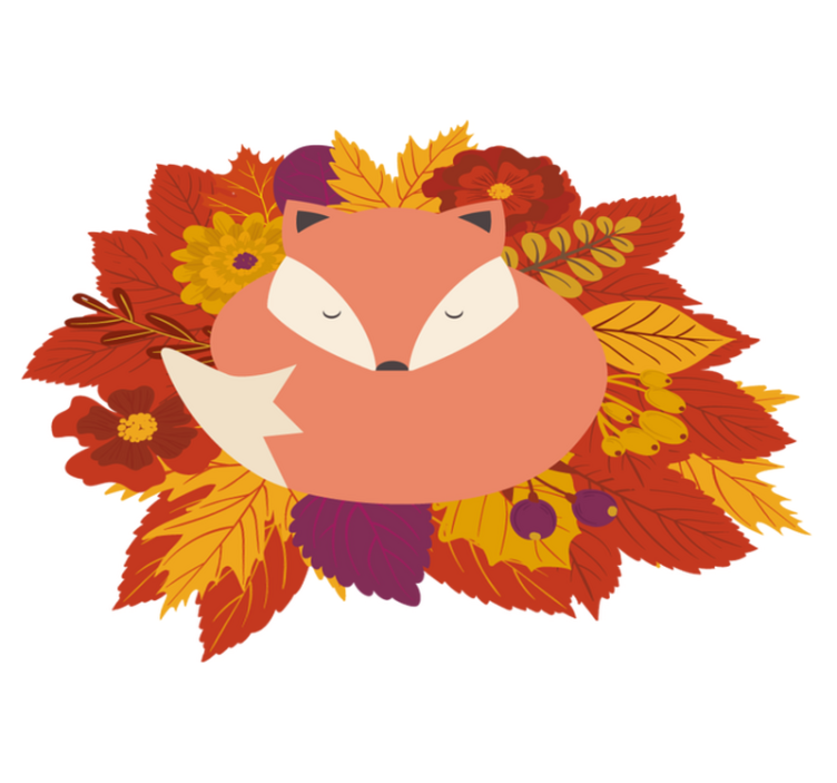 Róka levelekkel vinil szőnyeg állat - TenStickers