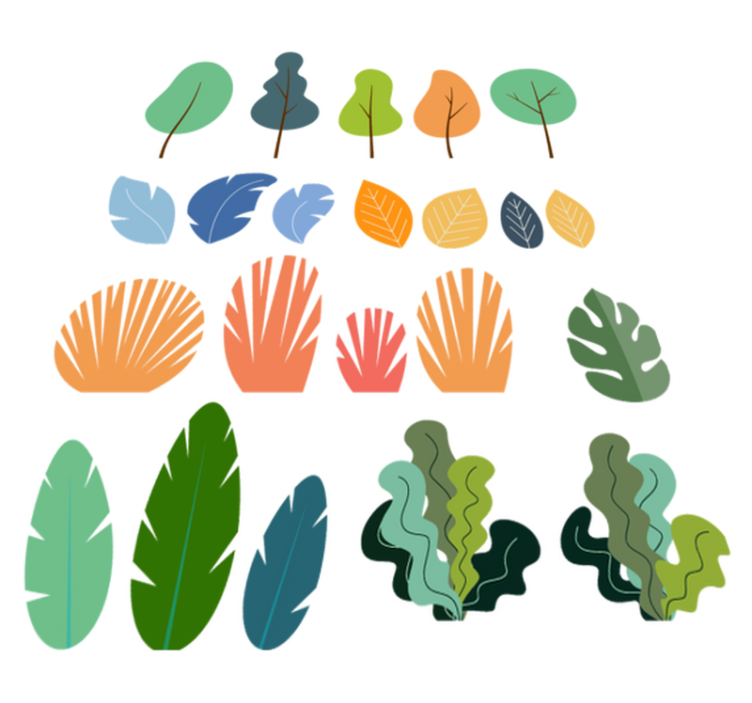 Virágok és növények vinil szőnyeg trópusi levélcsomag - TenStickers