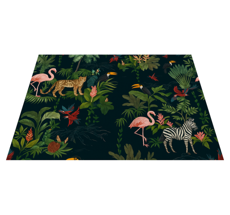 Sötét exotikus mintázat vinil szőnyeg hálószoba - TenStickers