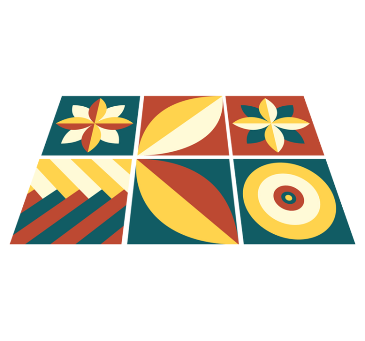 Zöld és narancs mintás vinil szőnyeg geometriai - TenStickers