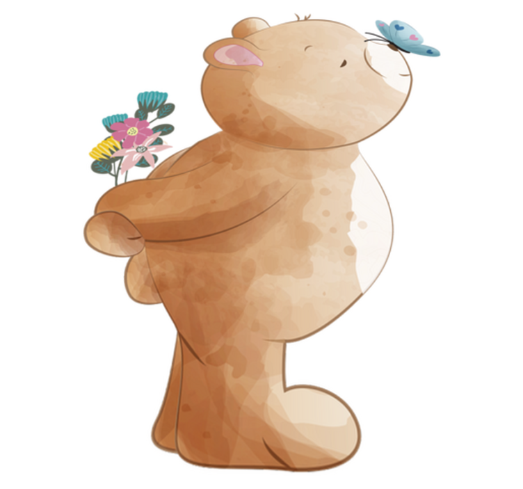 Vinil szőnyeg gyerekek - medvés és pillangós matrica - TenStickers