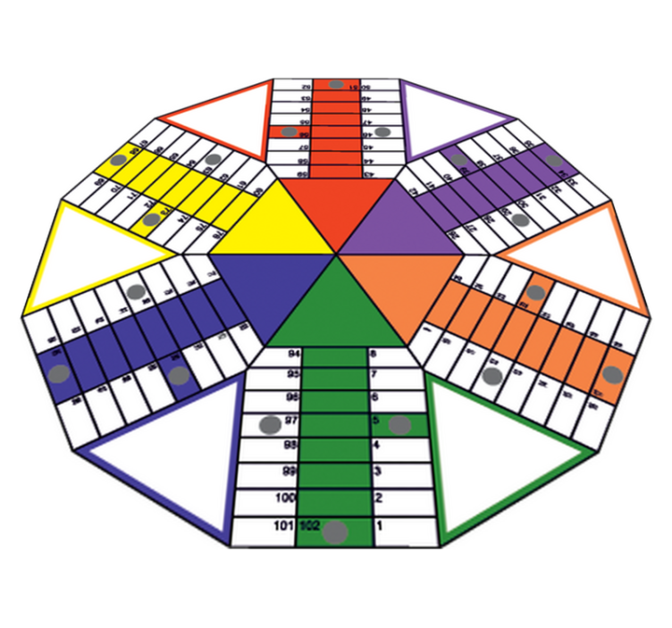 Geometrikus parchis táblás vinil szőnyeg gyerekeknek - TenStickers