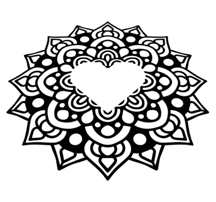 Mandala szívkerettel vinil szőnyeg hálószoba - TenStickers