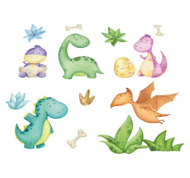 Nordikus dinoszaurusz mintás vinil szőnyeg hálószoba - TenStickers