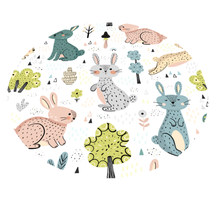 Gyönyörű gyerek vinyl szőnyeg, szép nyuszikkal - TenStickers