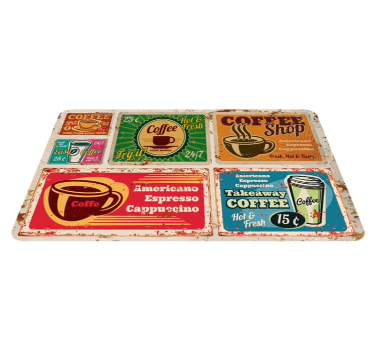 Amercian coffee vintage vinyl szőnyegek - TenStickers