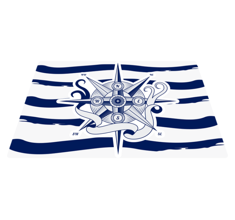 Tengeri iránytű vinil szőnyeg világtérkép - TenStickers