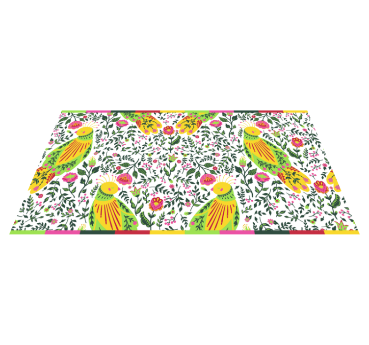 Virágos papagáj mintás vinil szőnyeg virágok és növények - TenStickers