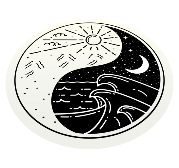 Yin yang nap és hold modern szőnyeg - TenStickers
