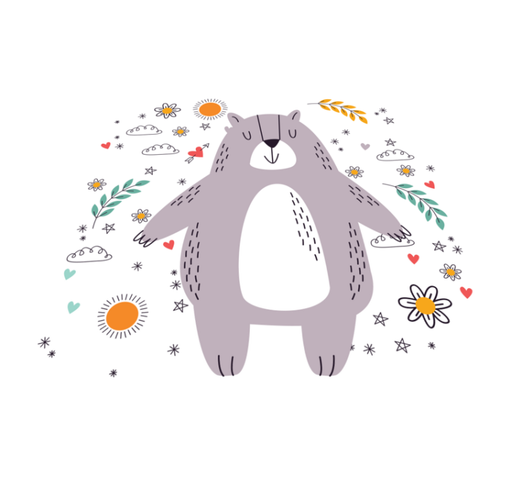 Aranyos virágos medve állati szőnyeg - TenStickers