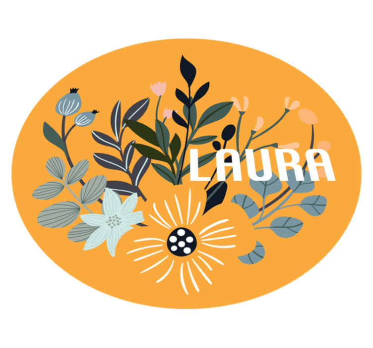 Egyedi virágos embléma Vinil szőnyeg nevekkel - TenStickers