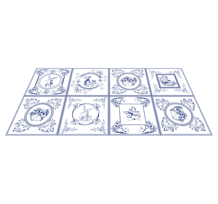 Vintage kék csempe szőnyeg - TenStickers