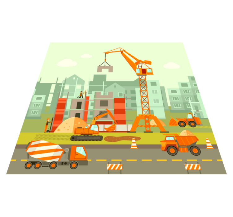 építkezés teherautók gyerek vinil szőnyeg - TenStickers