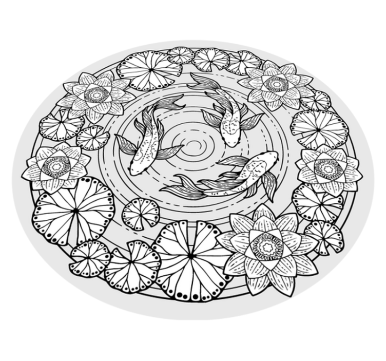 Lótusz és koi ponty virágszőnyeg - TenStickers