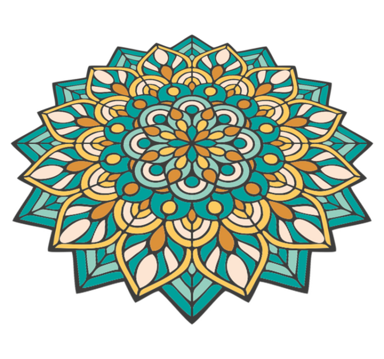 Mandala zöld és narancs mandala vinyl szőnyeg - TenStickers