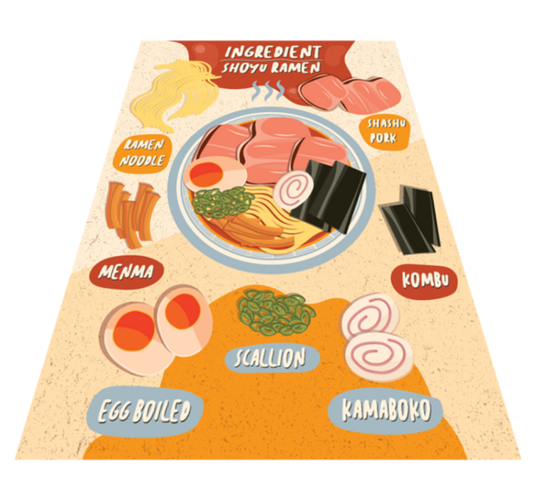 Ramen összetevők megjelenítése vinil szőnyeg konyha - TenStickers