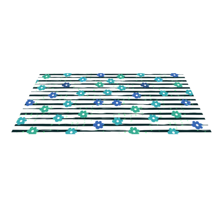 Virágos csíkos kivitel vinil szőnyeg konyha - TenStickers