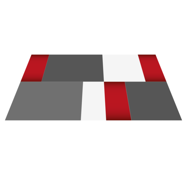 Vörös, fehér és szürke csempe geometriai szőnyegek - TenStickers