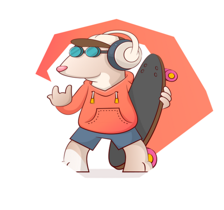 Korcsolyázó egér illusztráció vinil szőnyeg mások - TenStickers