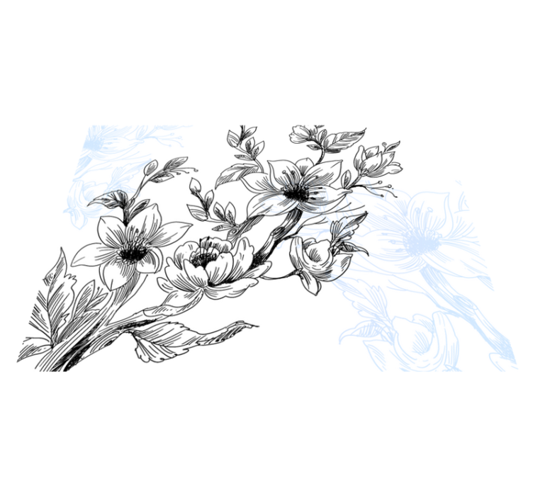 Azúrkék virág koncepció vinil szőnyeg virágok és növények - TenStickers