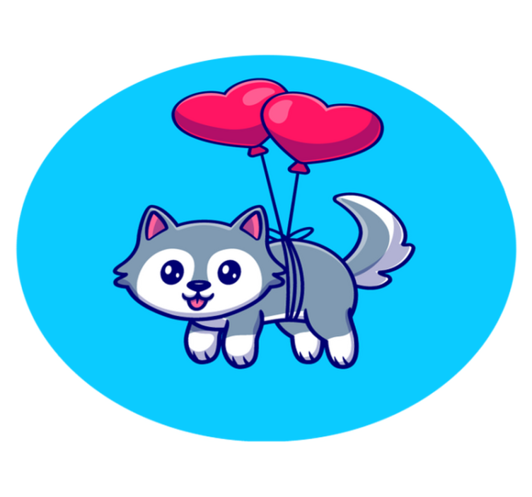 Bébi farkas lufikkal vinil szőnyeg állat - TenStickers