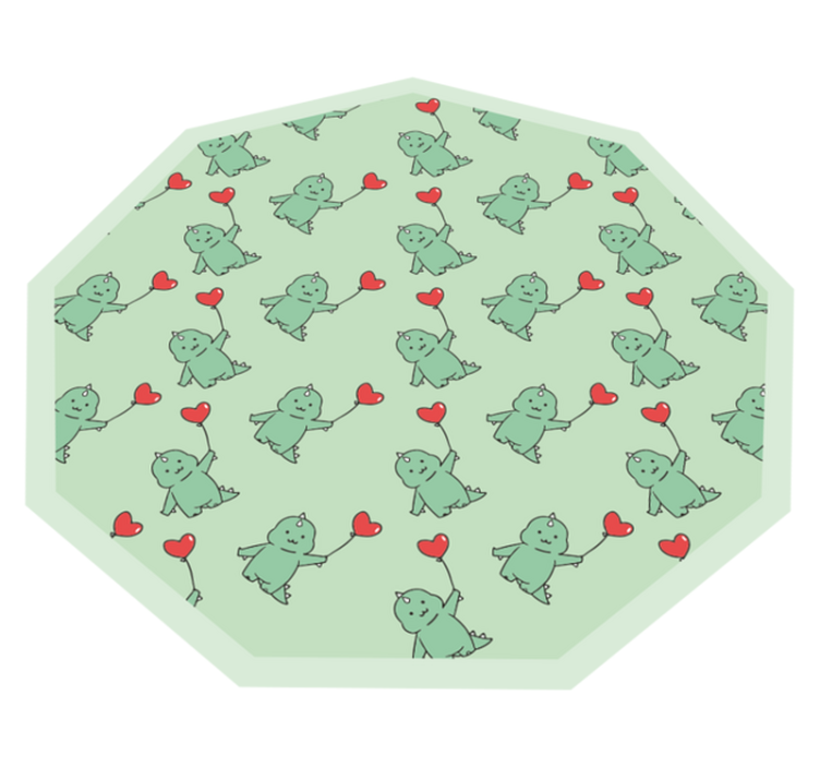 Zöld sárkányok szívekkel vinil szőnyeg gyerekek - TenStickers