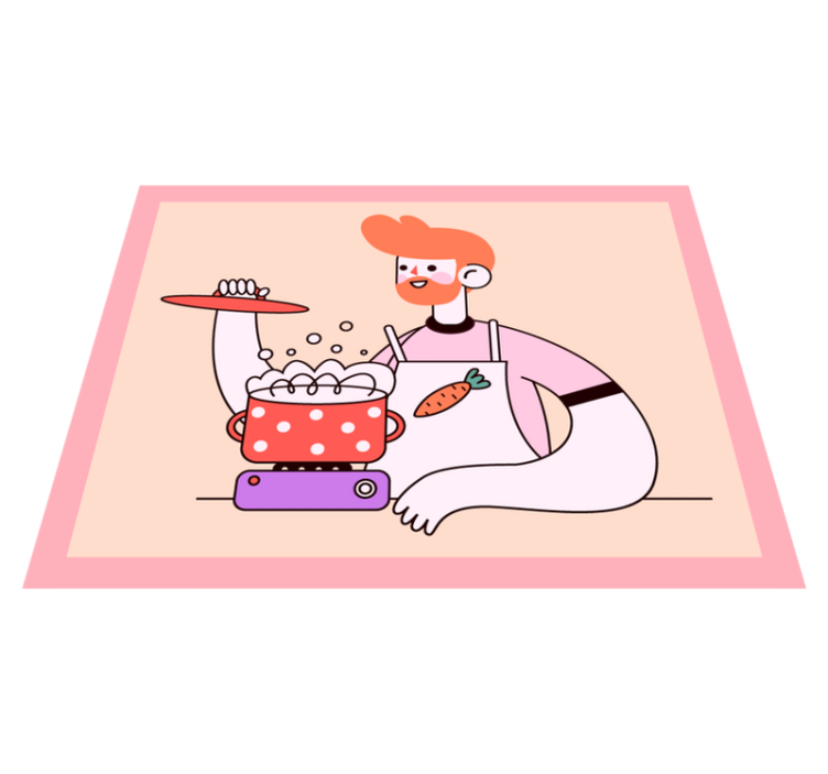 Vörös hajú férfi főz - vinil szőnyeg konyha - TenStickers