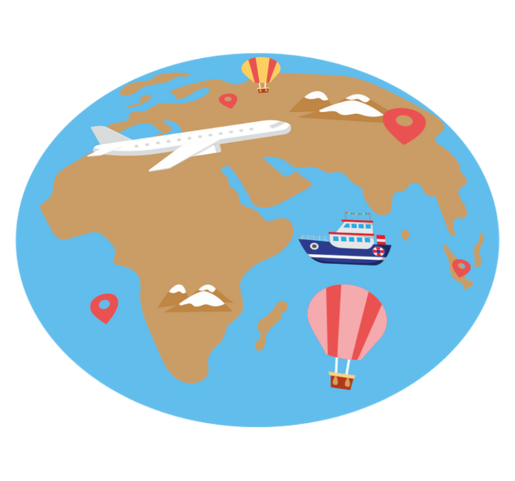 Utazás ihlette kaland vinil szőnyeg világtérkép - TenStickers