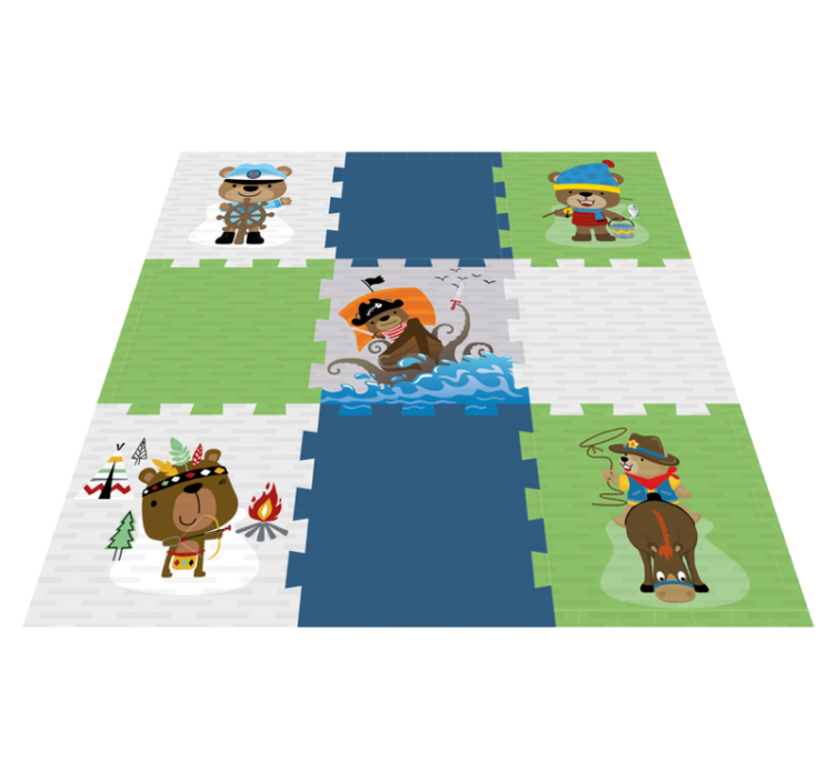 Aranyos medve kaland vinil szőnyeg mások - TenStickers