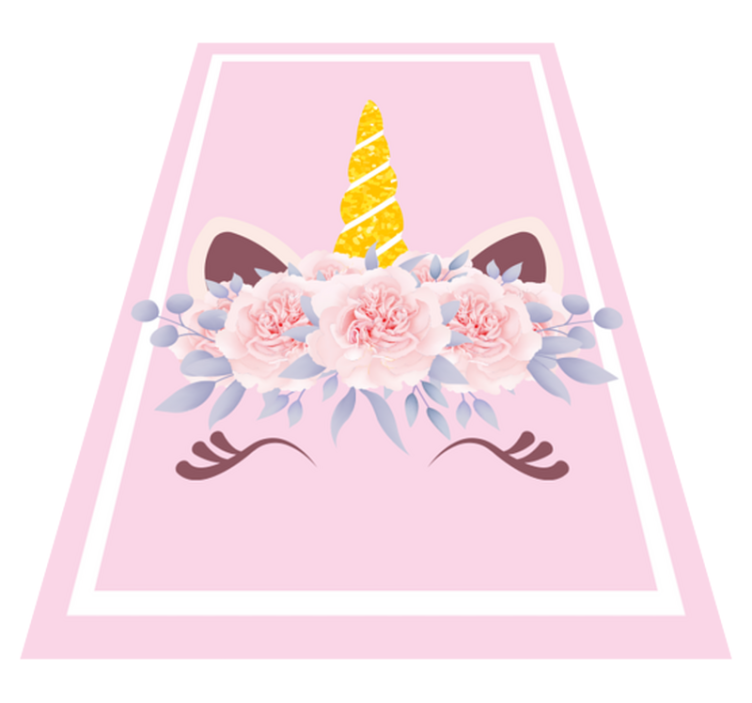 Unikornis virágos varázslat vinil szőnyeg gyerekek - TenStickers