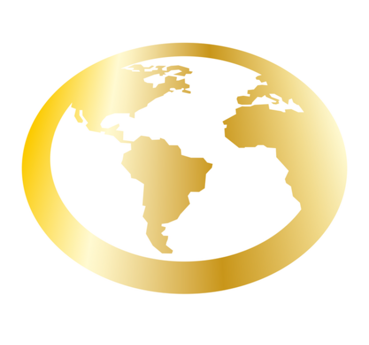 Arany világtérkép kör alakú szőnyeg - TenStickers