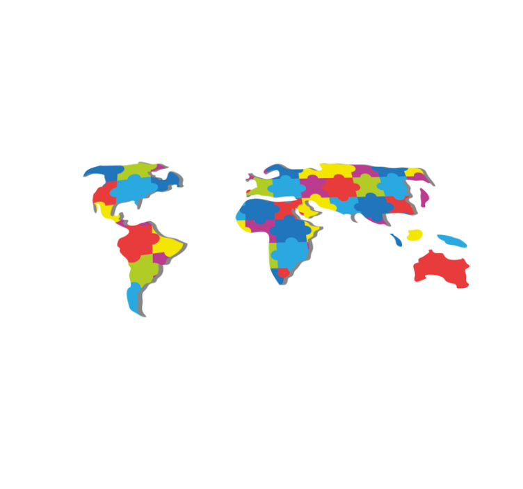 Színes, világméretű dizájn vinil szőnyeg világtérkép - TenStickers