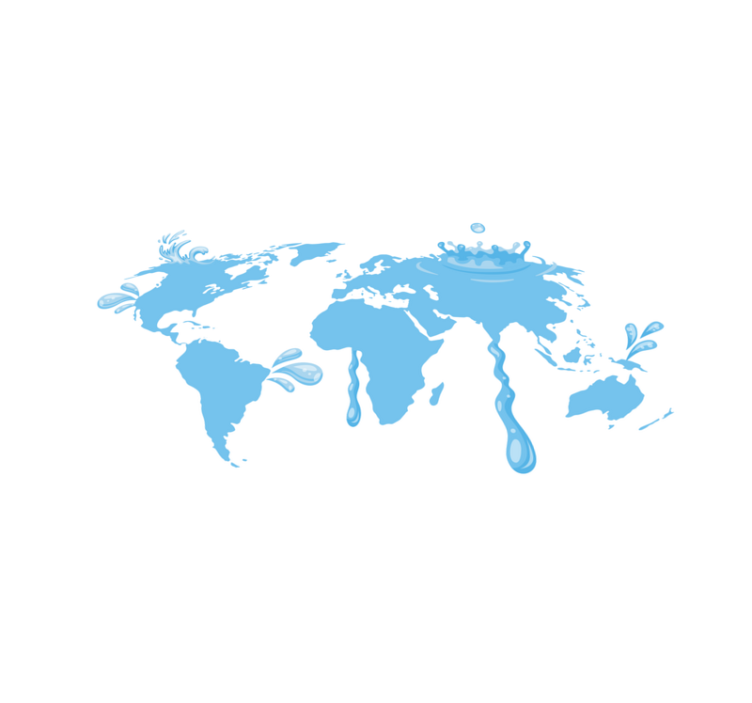 Kék víz design vinil szőnyeg világtérkép - TenStickers