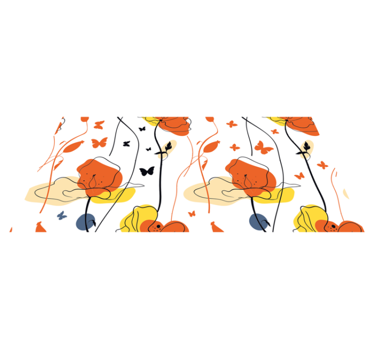 Absztrakt rajz pipacsok pillangók virágos szőnyeg - TenStickers