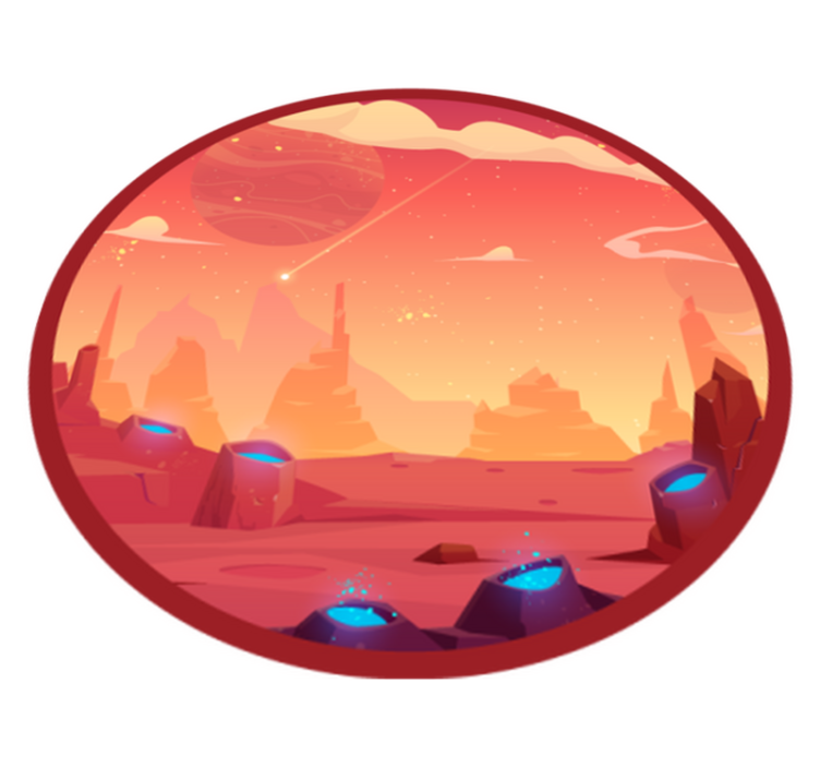 Piros és sárga rajzfilm space star vinyl szőnyeg - TenStickers