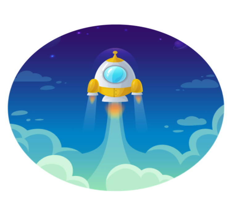 Rajzfilm rakéta űr csillag vinyl szőnyeg - TenStickers