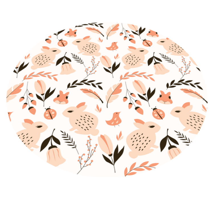 Gyengéd nyuszi virágos vinil szőnyeg gyerekek - TenStickers