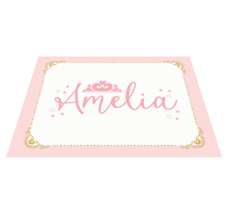 Rózsaszínű hercegnő korona név gyerek vinyl szőnyeg - TenStickers