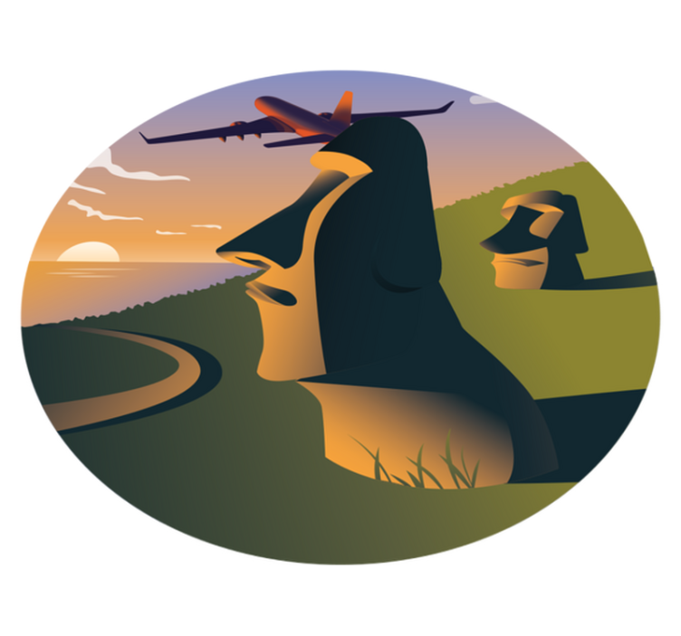 Húsvét-sziget naplemente Vinil szőnyeg kör alakú - TenStickers