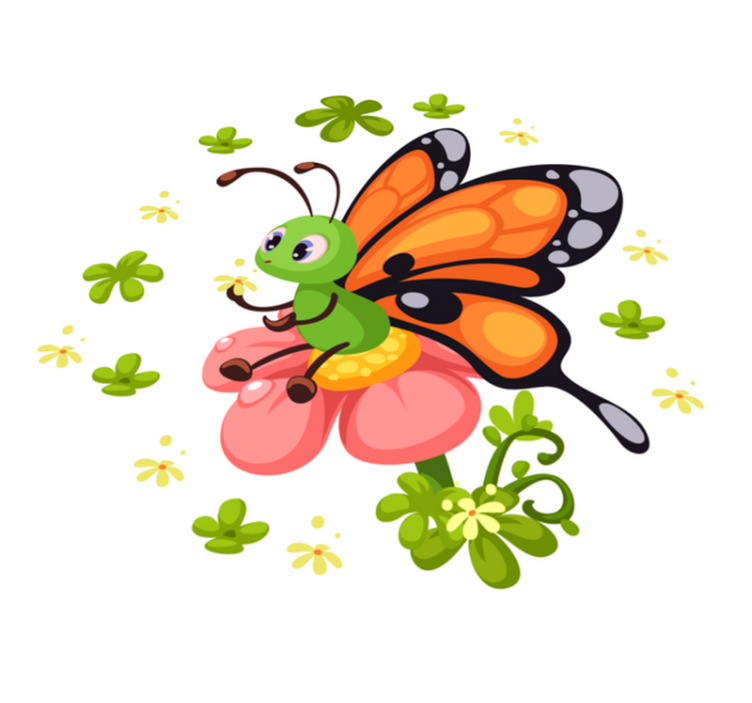 Pillangó ül egy virág állati szőnyegen - TenStickers